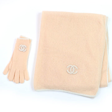 Chanel Cashmere 2way Scarf Gloves Set