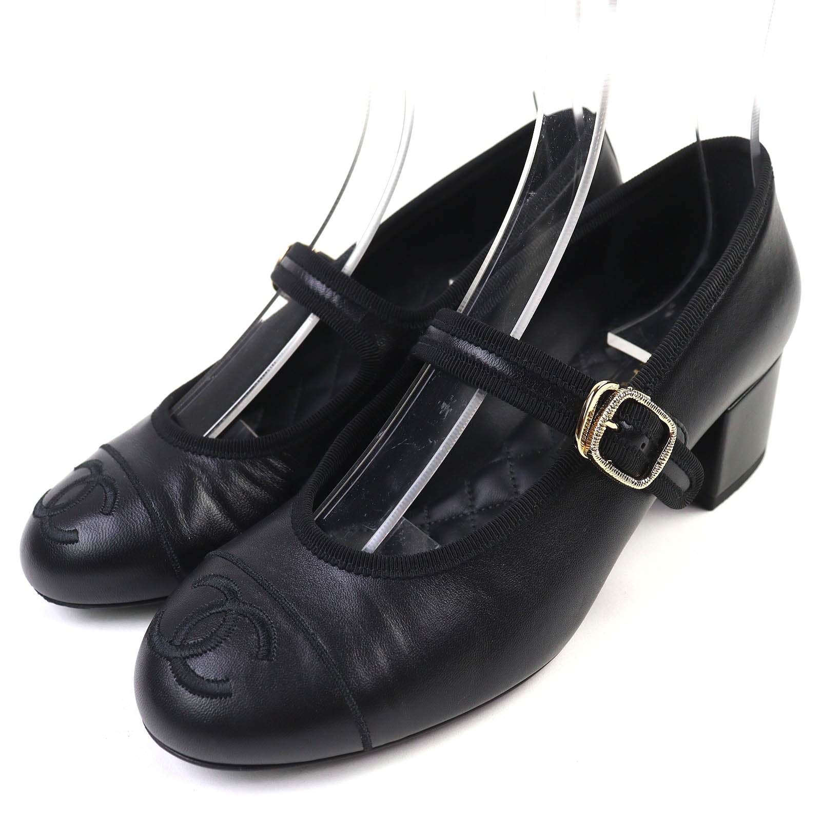 Chanel Merry Jane COCO Mark Embroidery Leather Pumps