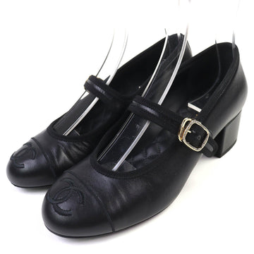 Chanel Merry Jane COCO Mark Embroidery Leather Pumps