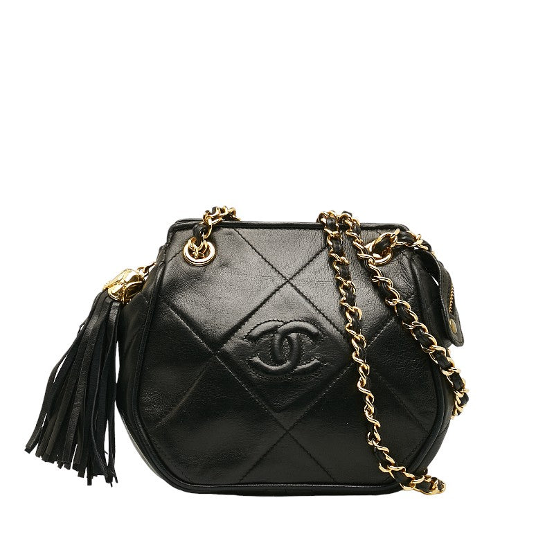 Chanel Vintage Cocomark Mattress Tassel Chain houlder Bag Pocket Black  Lady Chanel