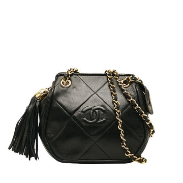 Chanel Vintage Cocomark Mattress Tassel Chain houlder Bag Pocket Black  Lady Chanel