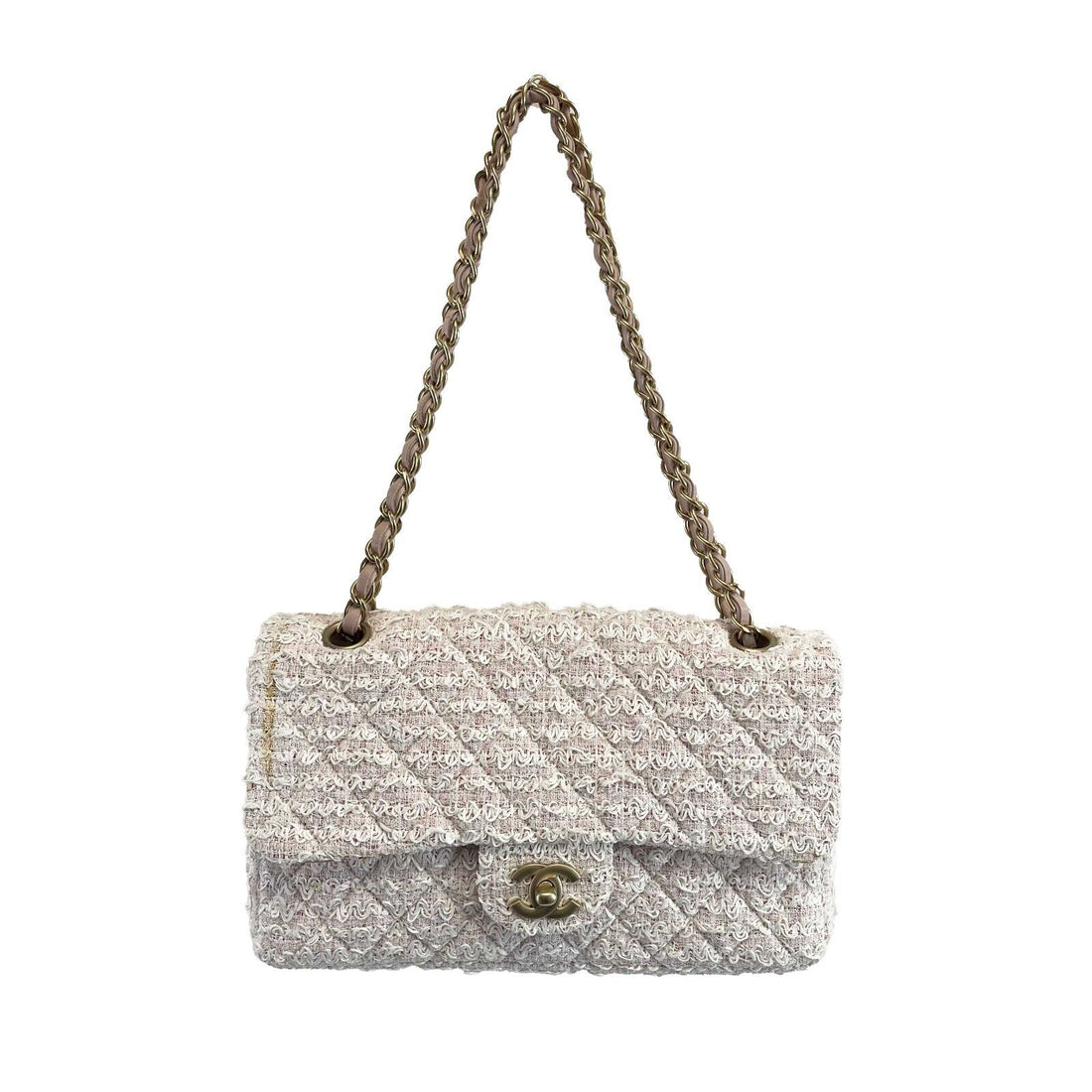 Top Quality Chanel New Classic Double New in Medium Tweed Pink Crossbody Bag