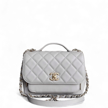 Chanel Business Affinity Medium - Caviar Quilted Grained Calfskin Grey Gray Gold Hardware Series 28