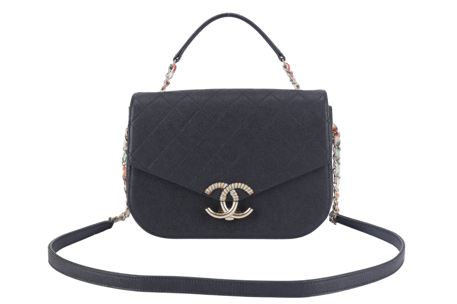CHANEL PARIS-CUBA THREAD AROUND FLAP BAG (2359xxxx) BLACK CAVIAR LEATHER GOLD HARDWARE WITH