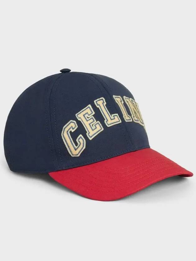 CELINE Cotton College Ball Cap Navy Red