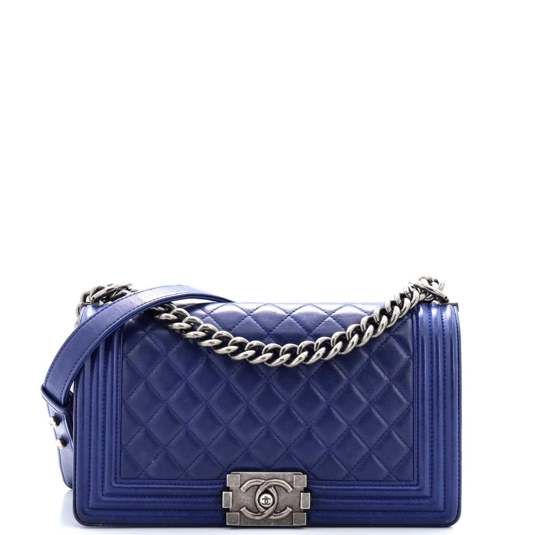 CHANEL Boy Flap Bag Quilted Lambskin Old Medium