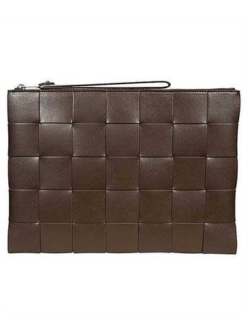 Bottega Veneta Intrecciato Weaving Strap Clutch Bag Brown