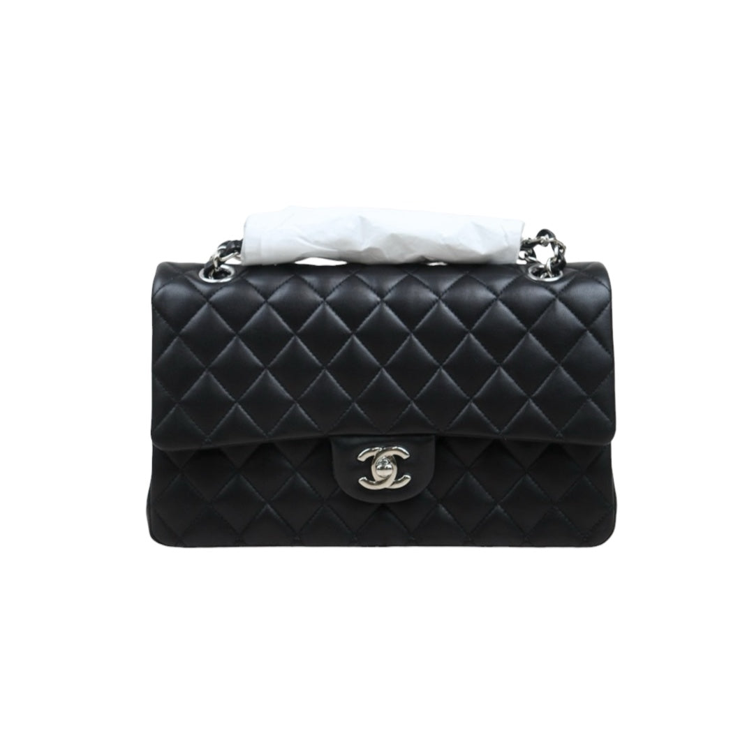 Excellent?Rank SA?? Full Set  CHANEL  Lamb Skin Matrasse Double Flap 25 Shoulder Bag Black Made In 2017Year?S25071018