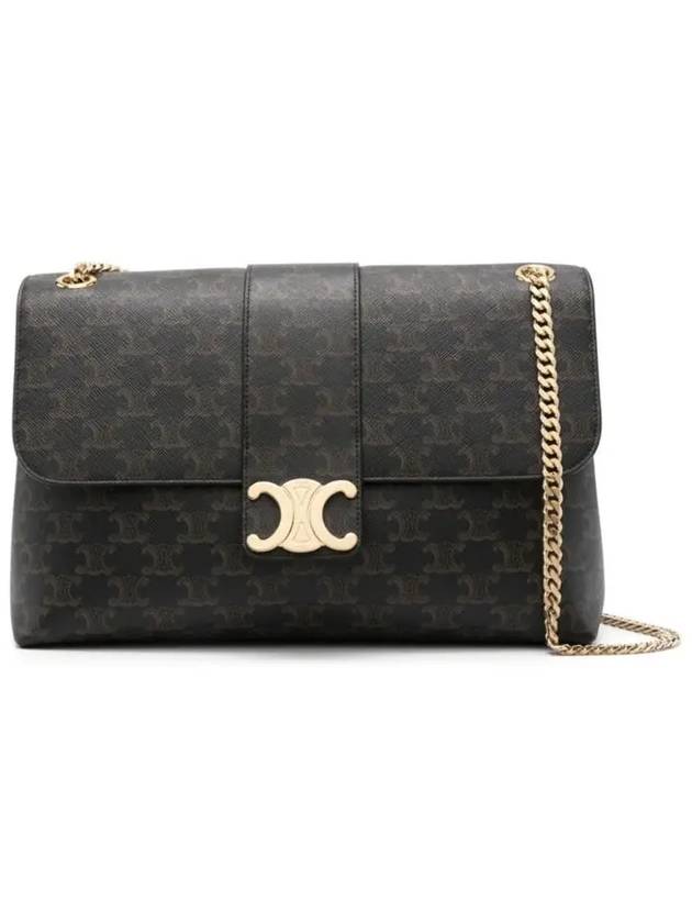 CELINE Victoire Triomphe Large Canvas Shoulder Bag Tan