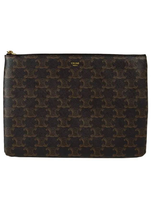 CELINE Triomphe Canvas Pouch Clutch Bag Black