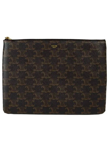 CELINE Triomphe Canvas Pouch Clutch Bag Black