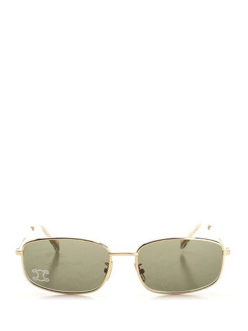 CELINE Triomphe Rhinestone Rectangular Sunglasses Gold Green