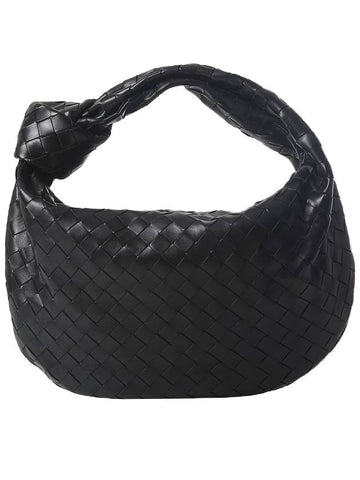 Bottega Veneta Teen Jodie Intrecciato Leather Tote Bag Black
