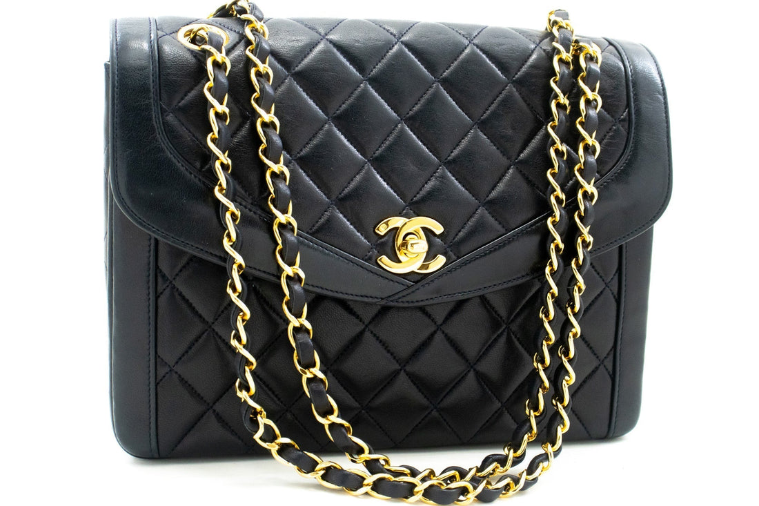 Top Quality Chanel NAVY Vintage Chain Shoulder Bag Lambskin Quilted New Purse