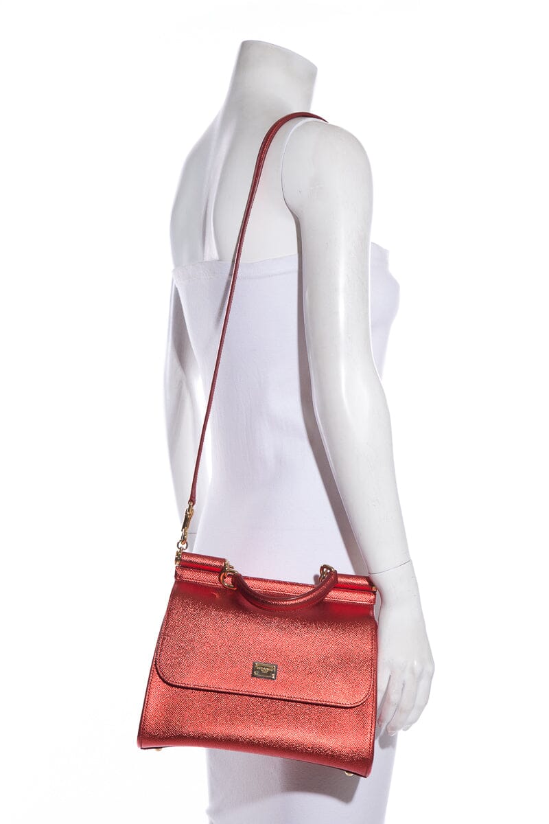 Dolce & Gabbana Dauphine Red Iridescent Handbag