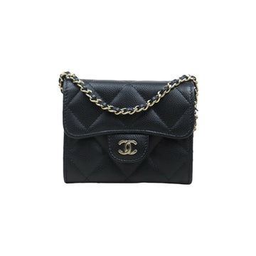 Excellent?Rank SA??CHANEL Caviar Skin Matelasse  Chain Mini WOC Black  Made in 2021-2022 Year ?S25071004