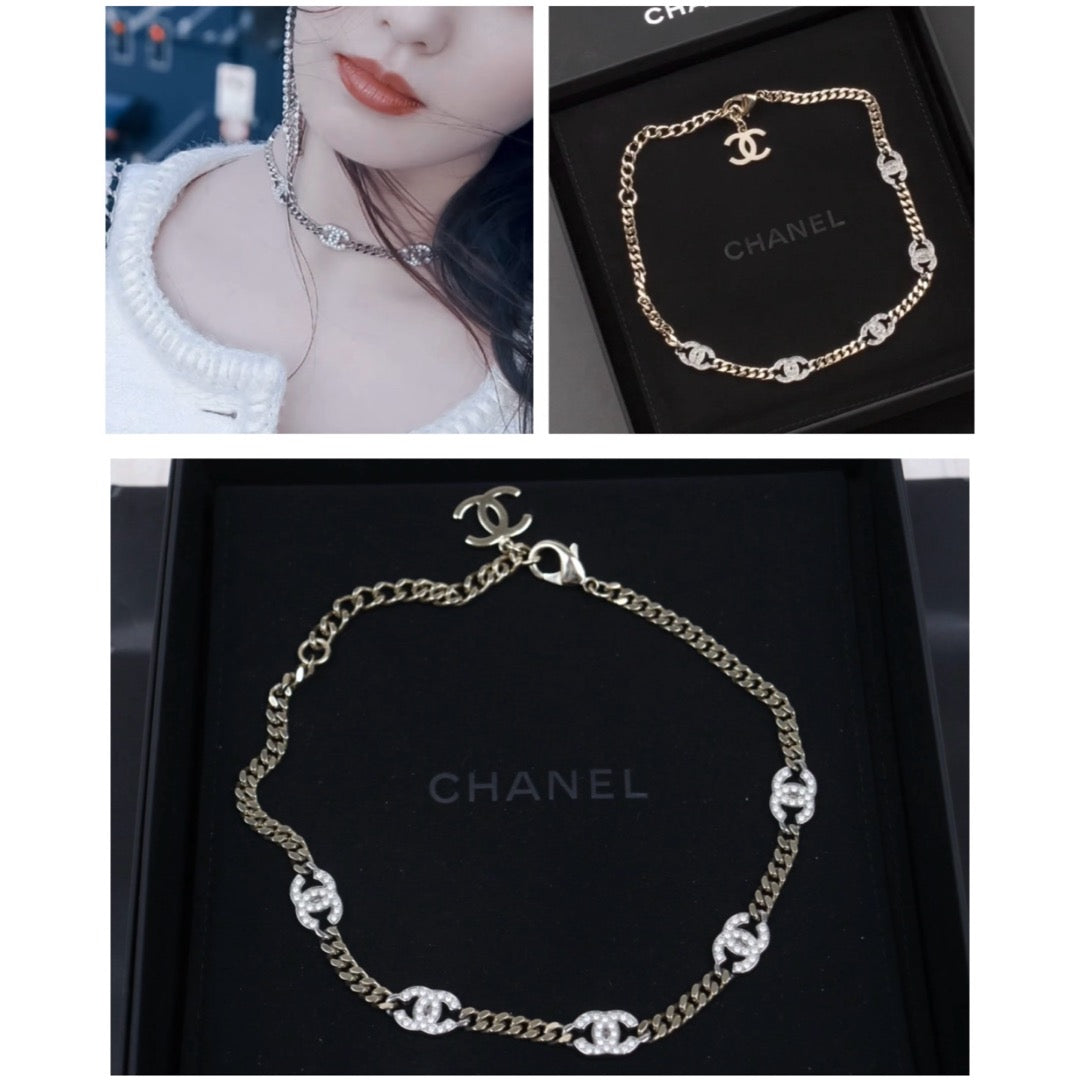 Very Good ( Rank A) ?CHANEL COCO Mark Rhinestone Chocker Necklace?V25060515