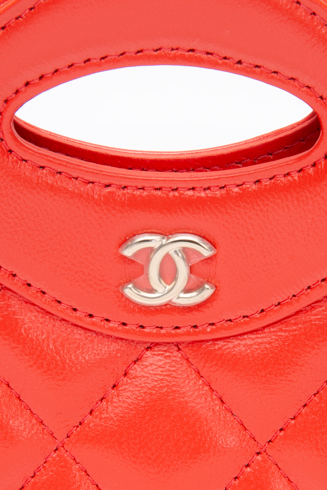 CHANEL Coral Red Shiny Lambskin Quilted Mini 31 Clutch with Chain (New)