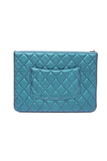 CHANEL Lambskin Quilted Iridescent O Case Clutch