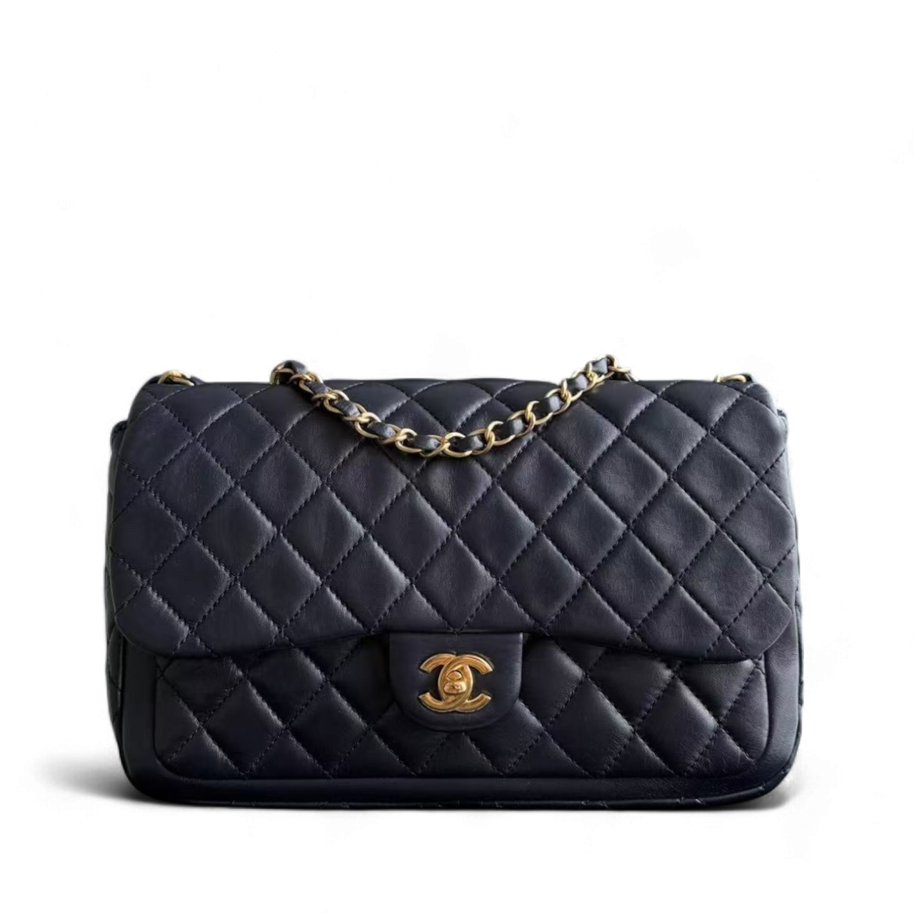 Chanel Quilted Flap - Seasonal Single Flap Lambskin Dark Navy Blue Gold Hardware Series 18