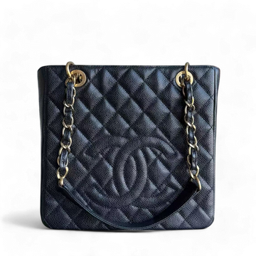 Chanel PST Petite Shopping Tote - Caviar Quilted Black Gold Hardware Series 15