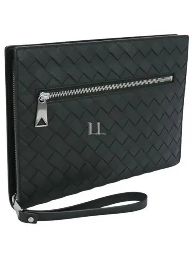 Bottega Veneta Intrecciato Document Case Clutch Bag Black