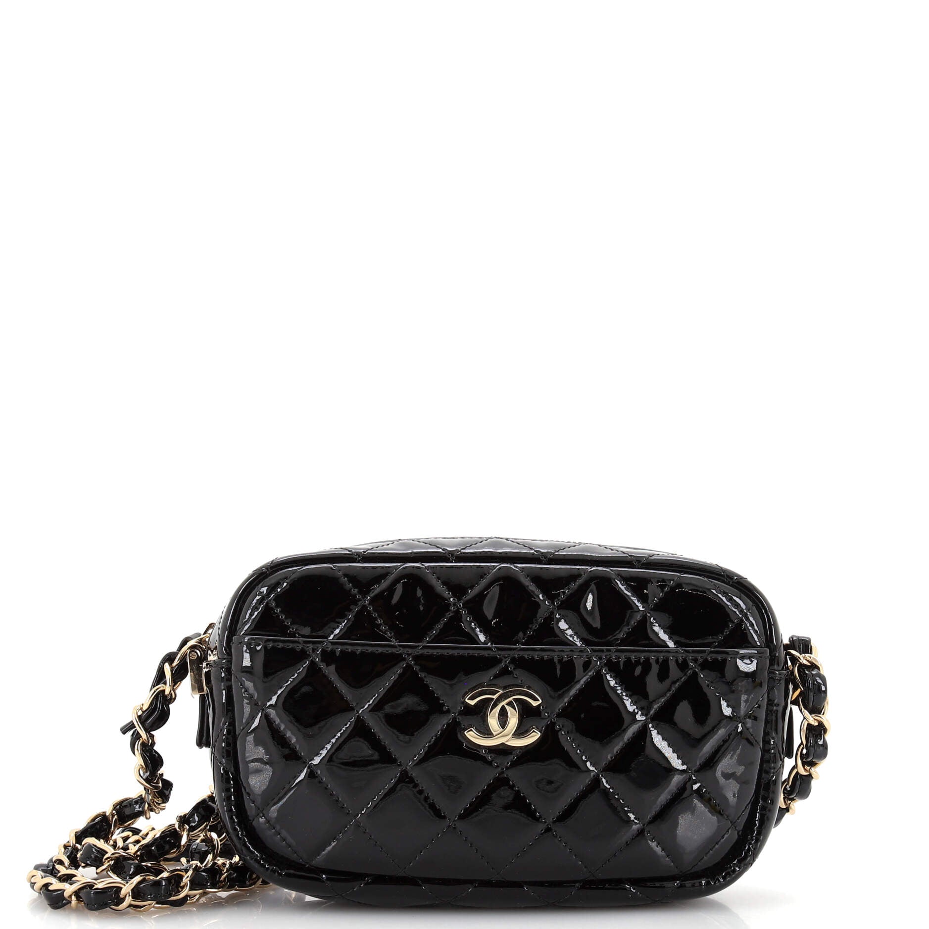 CHANEL Camera Case Bag Quilted Patent Mini
