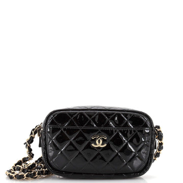 CHANEL Camera Case Bag Quilted Patent Mini