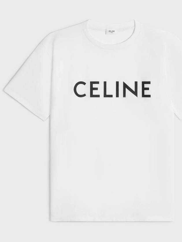 CELINE Logo Print Cotton Short Sleeve T-shirt White
