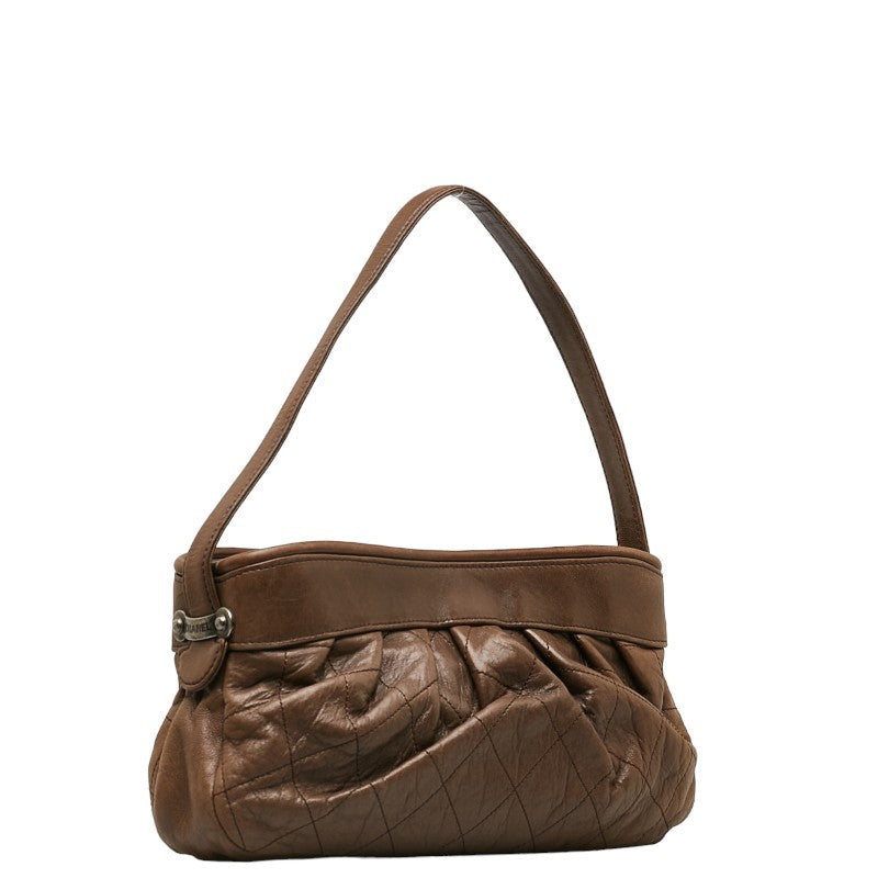 Chanel Matrasse Logo Silver Gold  One-Shoulder Bag Brown   CHANEL