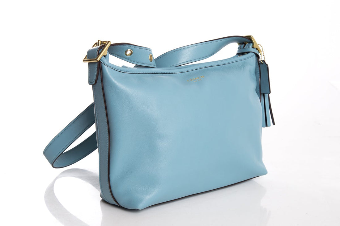 Coach Soft Light Blue Leather Shoulder Bag