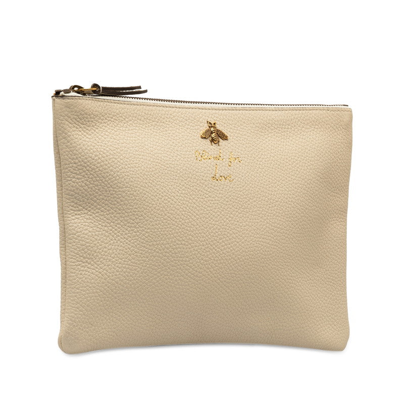 Gucci Animal Bee Clutch Bag 460187 Ivory Leather  Gucci