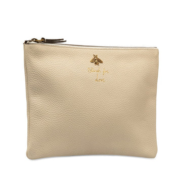 Gucci Animal Bee Clutch Bag 460187 Ivory Leather  Gucci