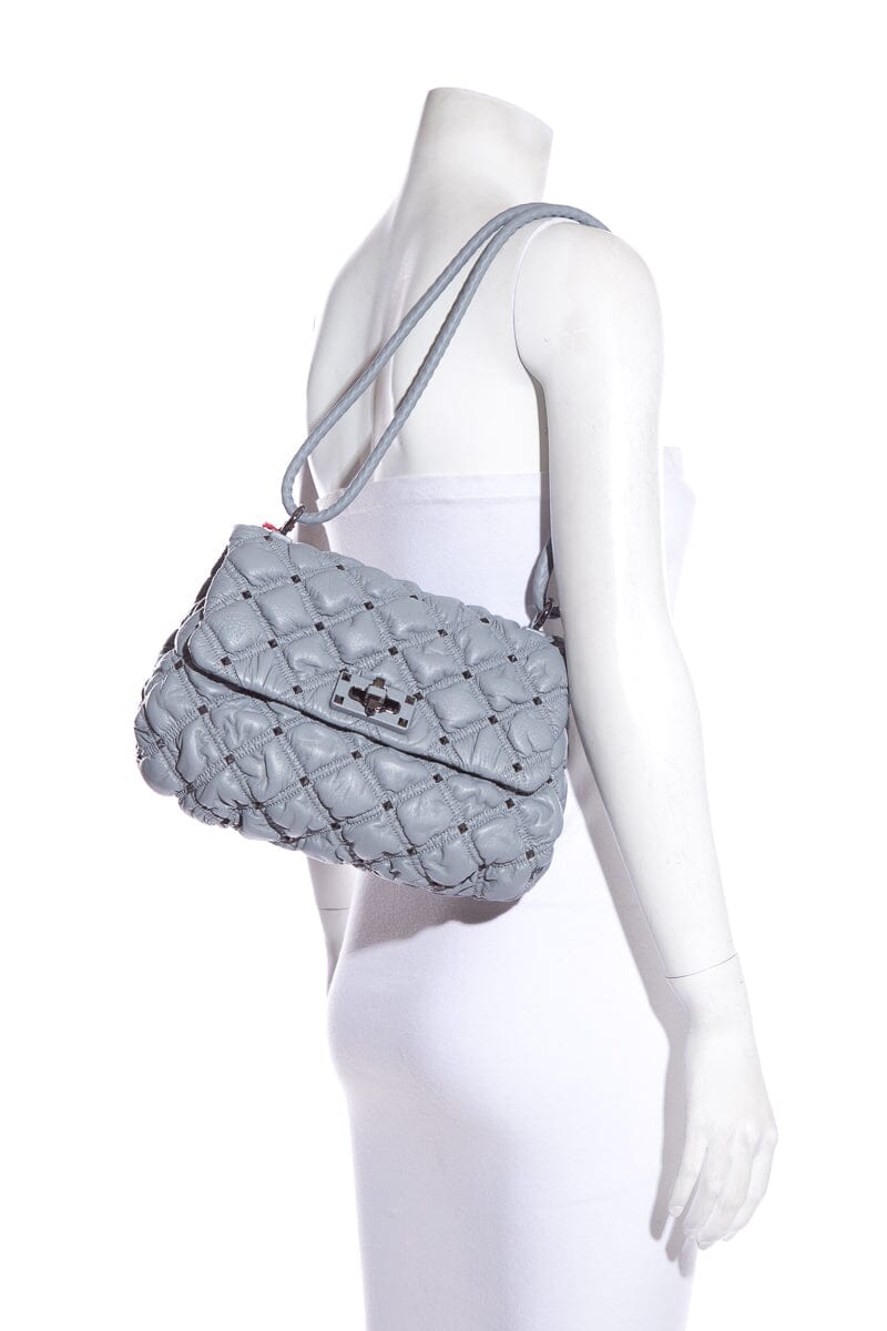 Valentino Garavani Grey Spikeme Rockstud Crossbody Handbag NWT