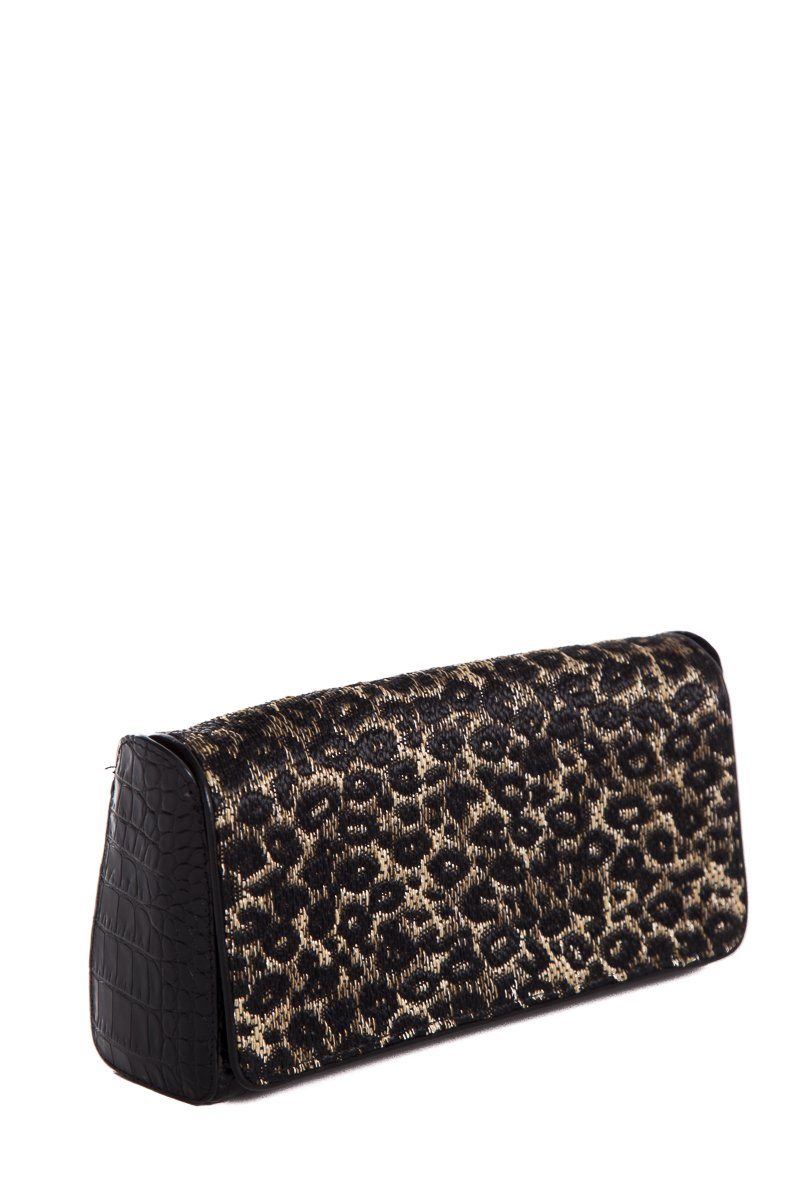 Dries Van Noten Black Croc Embossed Clutch