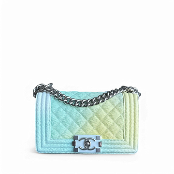 Chanel Boy Small - Caviar 20CM Quilted Rainbow Silver Hardware Series 25