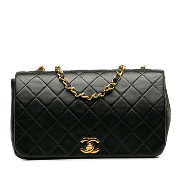 Chanel Mattress Chain houlder Bag Black Gold  Lady Chanel
