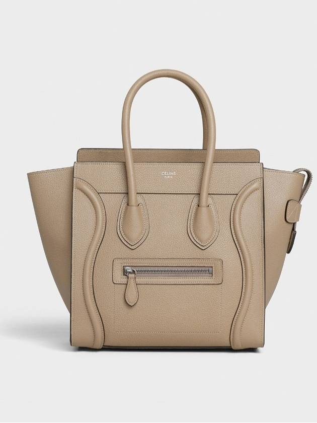 CELINE Drummed Calfskin Micro Luggage Tote Bag Dune