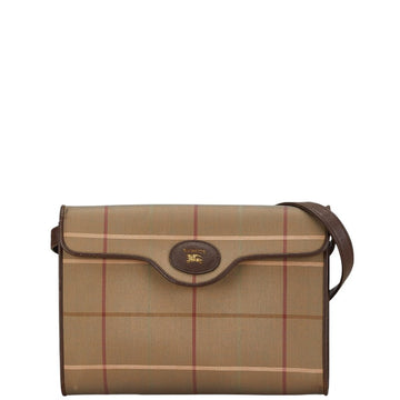 Burberry Shadow Horse Check Canvas Leather Shoulder Bag