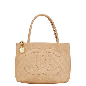 Chanel Caviar Skin Matelasse Tote Bag Beige