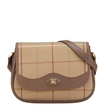 Burberry Logo Check Canvas Leather Shoulder Bag