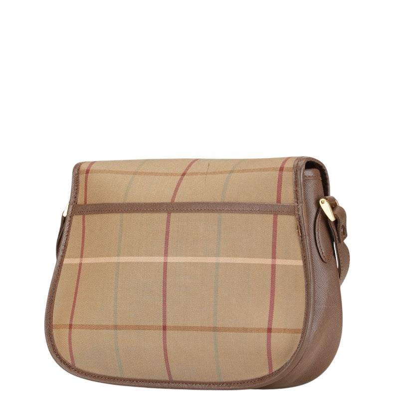 Burberry Logo Check Canvas Leather Shoulder Bag
