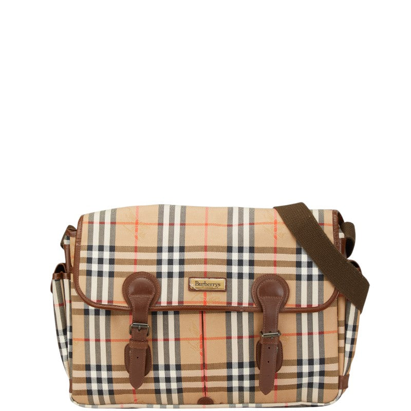 Burberry Nova Check Shadow Horse Canvas Leather Shoulder Bag