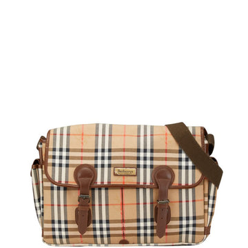 Burberry Nova Check Shadow Horse Canvas Leather Shoulder Bag