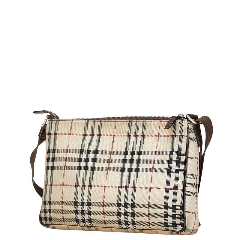 Burberry Nova Check Leather Nylon Canvas Shoulder Bag