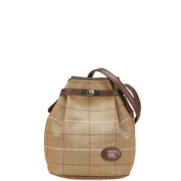 Burberry Check Canvas Leather Shoulder Bag