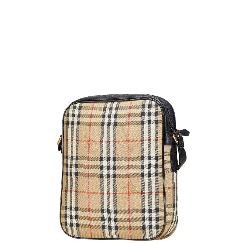 Burberry Nova Check Shadow Horse Canvas Leather Shoulder Bag