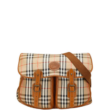 Burberry Nova Check Shadow Horse Canvas Leather Shoulder Bag