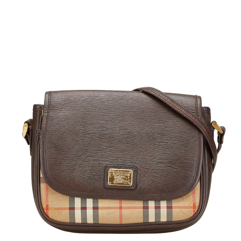 Burberry Nova Check Shadow Horse Canvas Leather Shoulder Bag