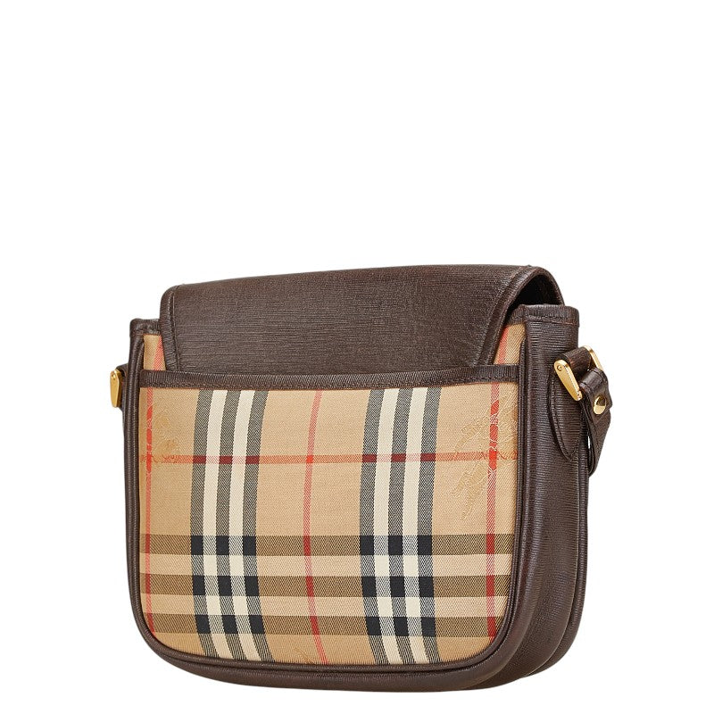 Burberry Nova Check Shadow Horse Canvas Leather Shoulder Bag